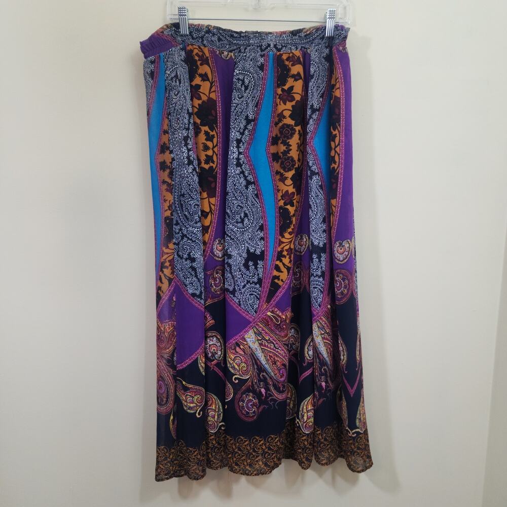 Antthony Originals NWT colorful paisley and floral print maxi skirt woman‎ sz 1X